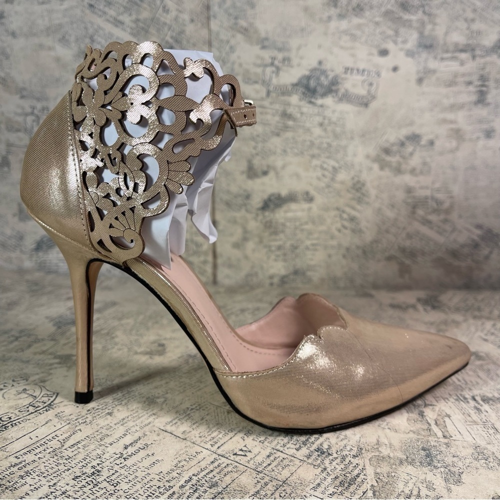 Klub Nico Roxanne Laser Cut Leather Pointed Toe Heels Special Occasion Pumps